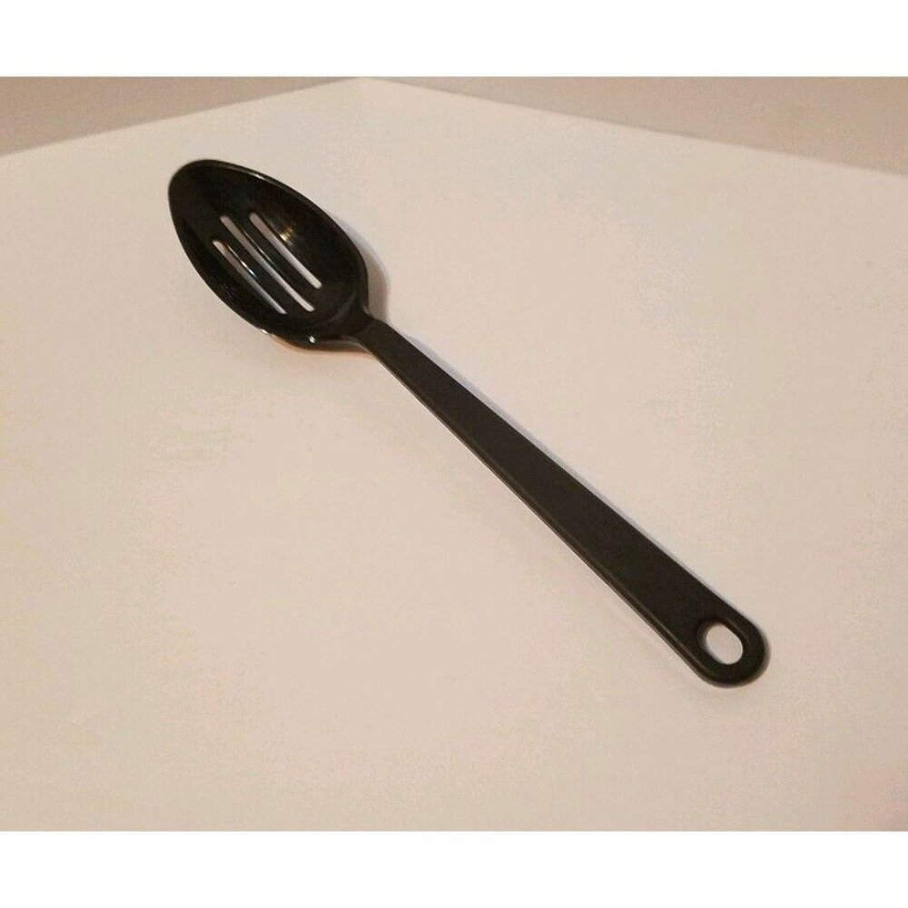 Vintage Tailor Made Products Slotted Spoon #7 Black Nylon Plastic 11 1/2"